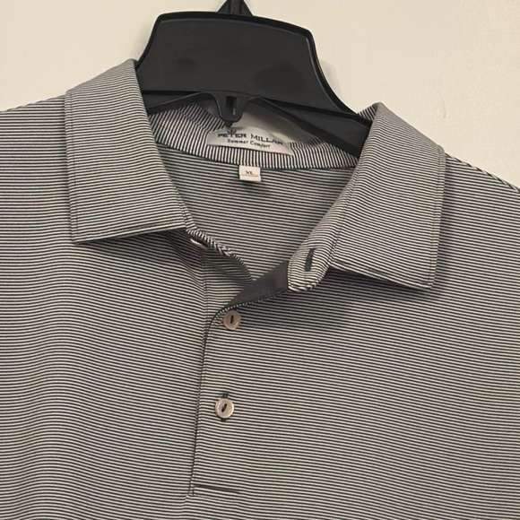 Peter Millar Silver Gray Performance Polo Shirt Large - Picture 2 of 5